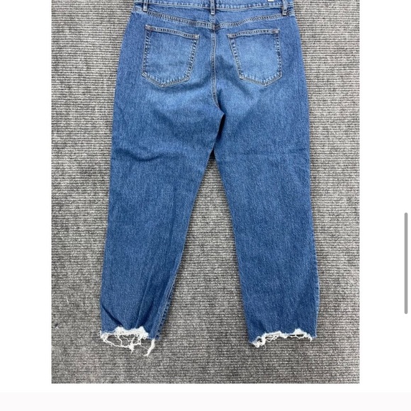 Loft Jeans Womens 14 Blue High Waist Straight Crop Raw Hem Stretch Medium Wash - Picture 7 of 12